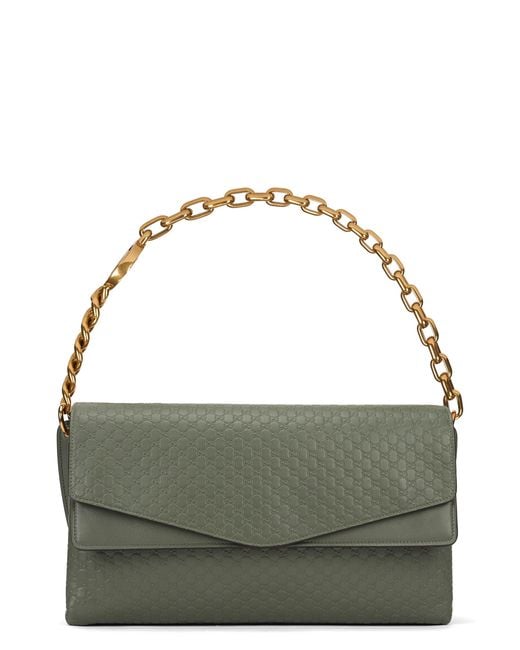 Gucci Green Leather Bag With Gg Embossed Monogram
