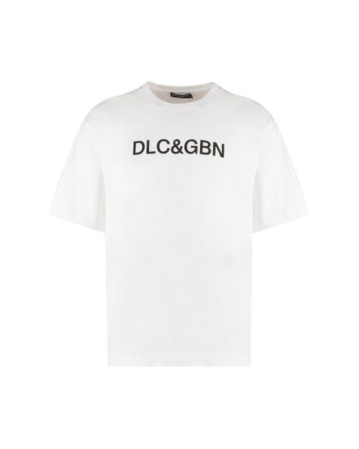 Dolce & Gabbana White Cotton Crew-Neck T-Shirt for men