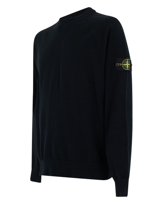 Stone Island Black Crew Neck Sweater for men