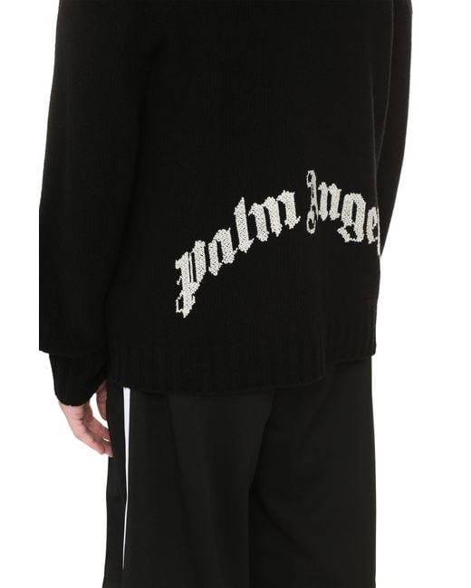 Palm Angels Black Wool Blend Pullover for men