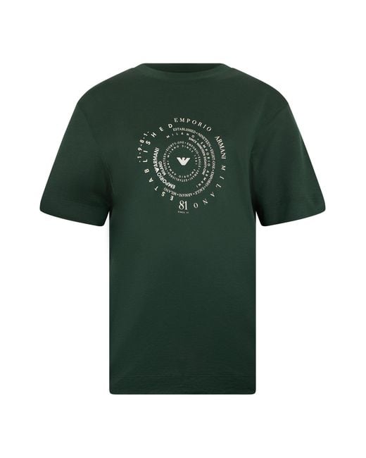 Emporio Armani Green Jersey T-Shirt With Print for men