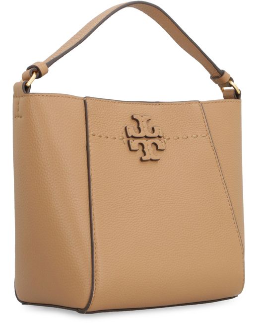 Tory Burch Brown Mcgraw Leather Bucket Bag