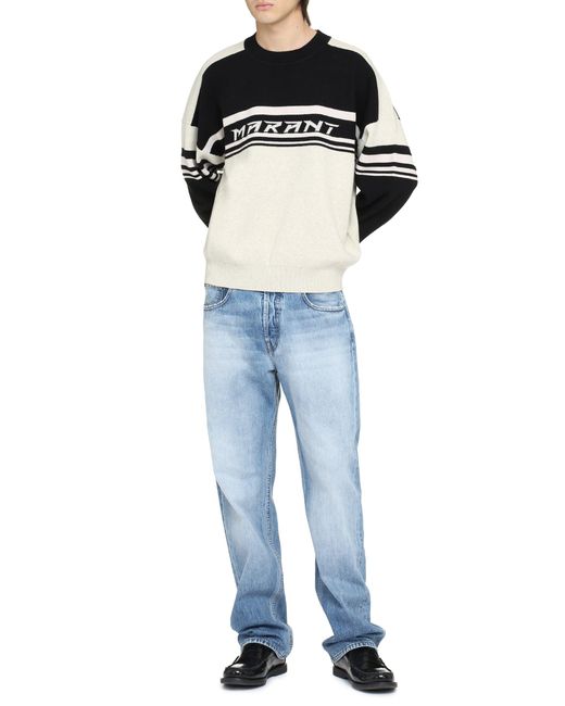 Isabel Marant Black Cotton Blend Crew-Neck Sweater for men