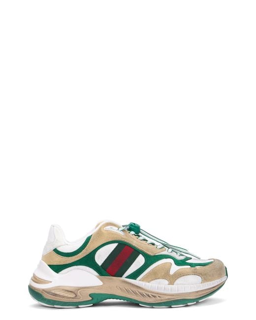 Gucci Green Sneakers Made Of Fabric And Leather Accents for men