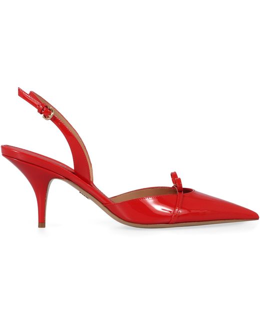 Ferragamo Red Leather Slingback Pumps