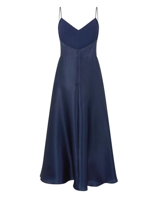 Alberta Ferretti Blue Long Dark Dress With Elegant Neckline