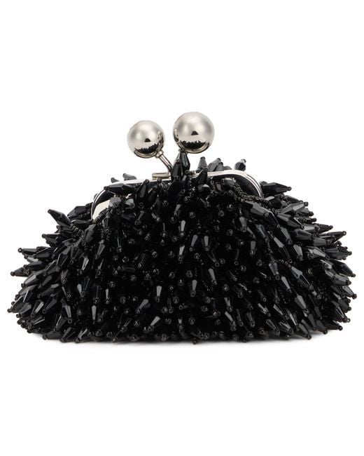 Weekend by Maxmara Black Pasticcino Mini Handbag With Pom-Pom Details And Shoulder Strap (11 Cm X 4.5 Cm X 10 Cm)