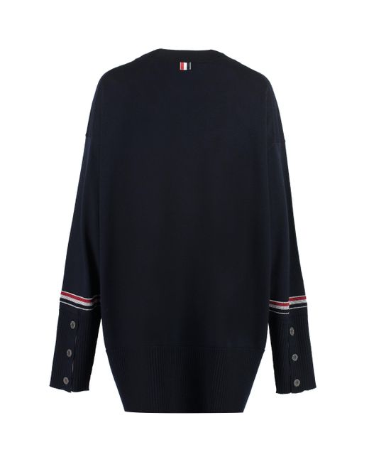 Thom Browne Blue Striped Wool Sweater For