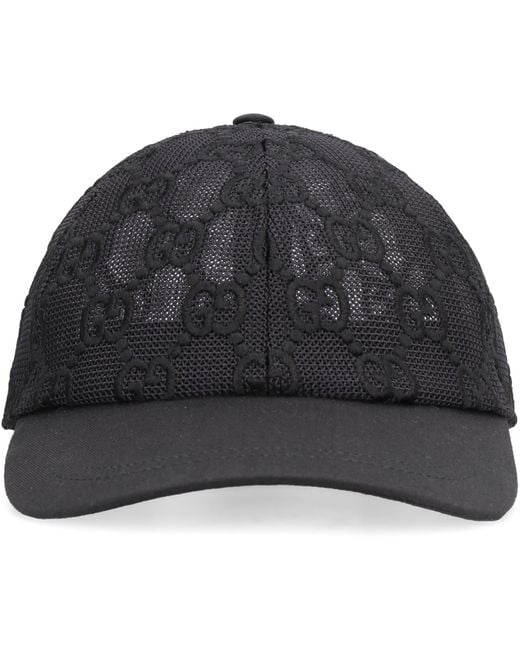 Gucci Black GG Embroidered Cotton Lace Baseball Cap