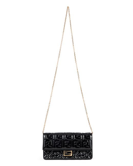 Fendi White Wallet On Chain Baguette Leather