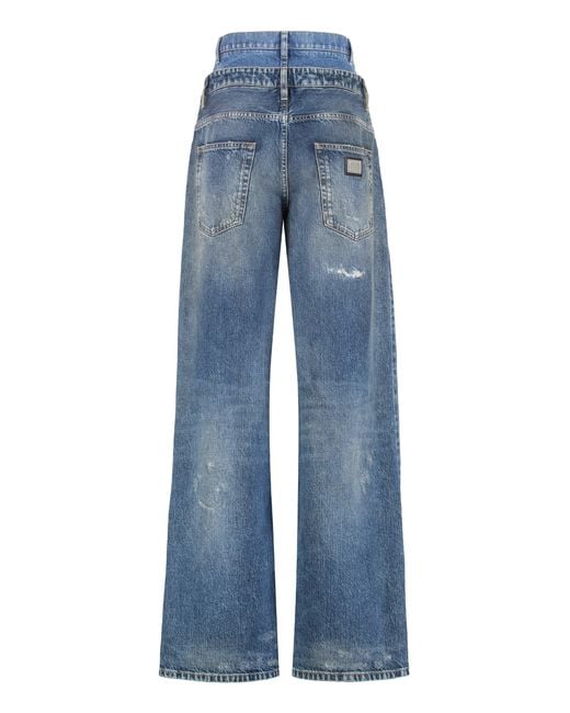 Dolce & Gabbana Blue Dolce & Gabbana Wide-Leg Jeans With 5 Pockets