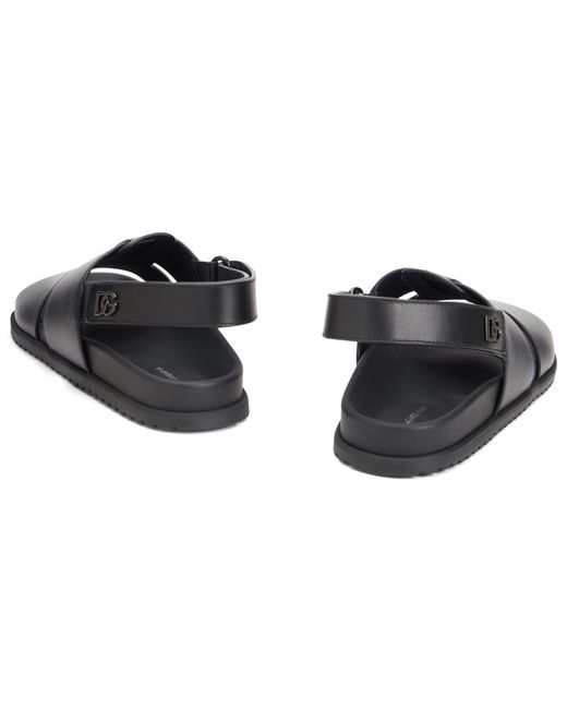 Dolce & Gabbana Black Smooth Leather Sandals for men