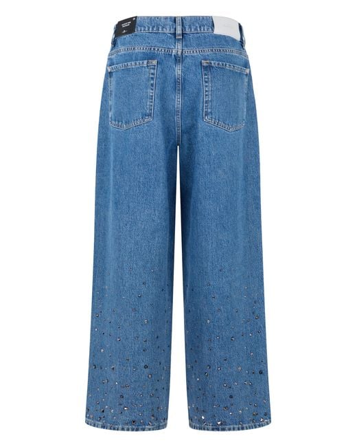 7 For All Mankind Blue Jeans Tailorless Slouchy Fit Decorated With Strass