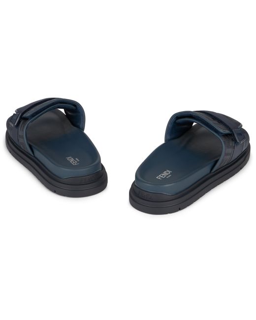 Fendi Blue Sliders Chunky Monogram for men