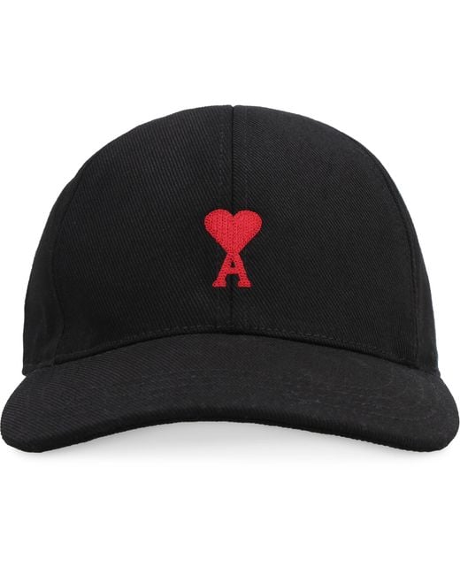 AMI Cotton Ami Paris Baseball Cap in Black for Men Save 38 Lyst