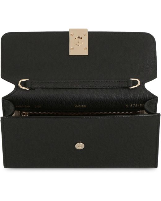 Valextra Black Nolo Leather Wallet On Chain