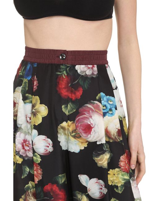 Dolce & Gabbana Black Floral Print Trousers
