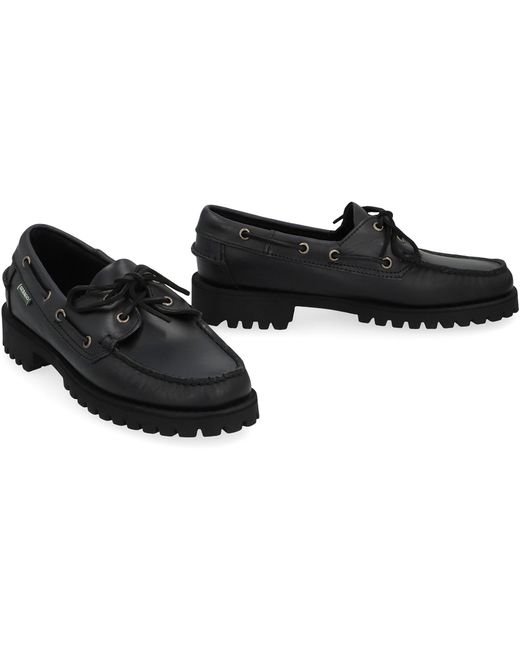 Sebago Black Ranger Waxy Leather Moccasins
