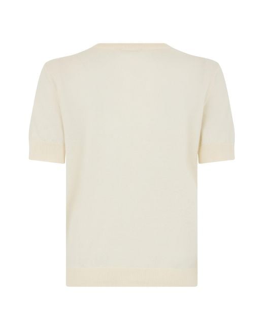 Emporio Armani White Short Sleeve Sweater With Eagle Embroidery