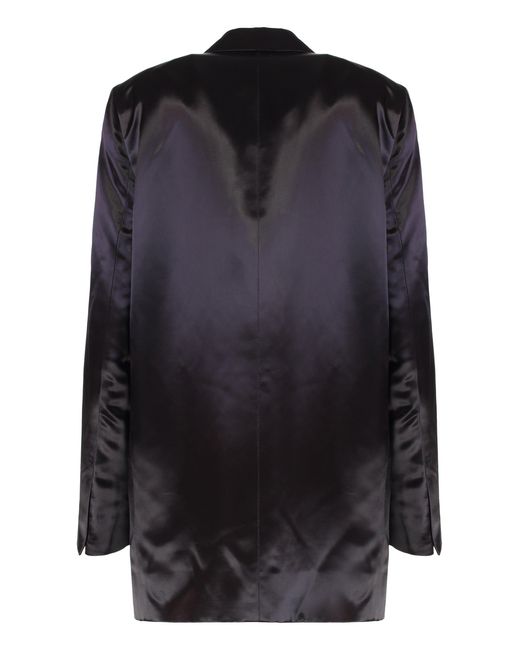Dries Van Noten Black Satin Double-Breasted Jacket