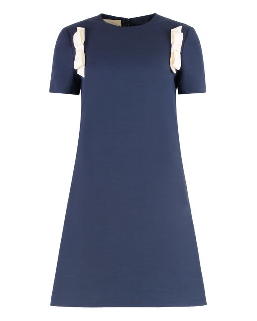 Valentino Garavani Blue Wool And Silk Mini Dress