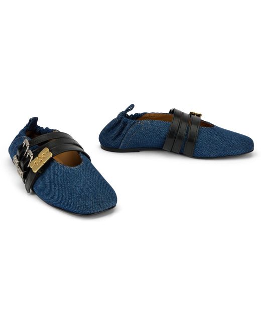 Ganni Blue Sue Triple Ballerina