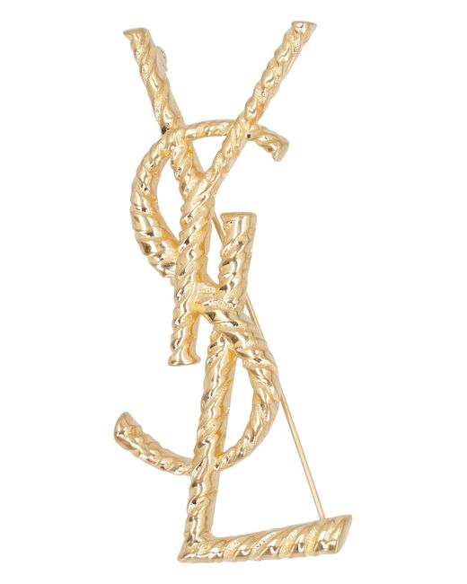 Saint Laurent Metallic Opyum Ysl-Tone Brass Brooch
