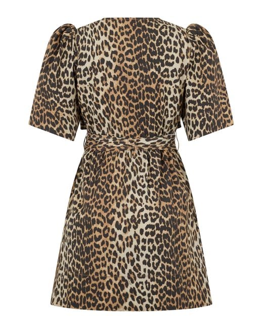Ganni Multicolor Short Dress With Balloon Sleeves