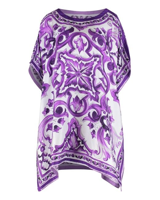 Caftan With Print-Donna di Dolce & Gabbana in Purple