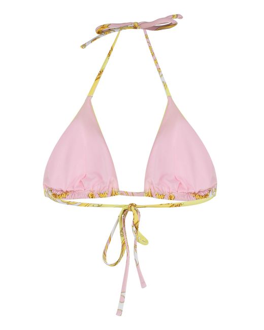 Versace Metallic Top Triangle Printed Bikini