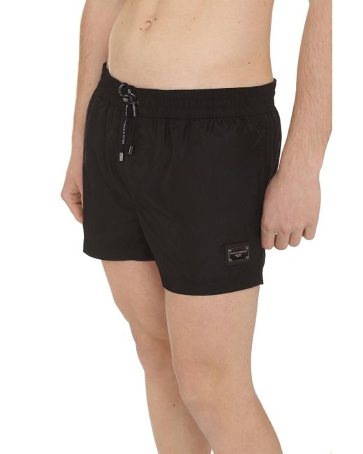 Shorts da mare con logo di Dolce & Gabbana in Black da Uomo