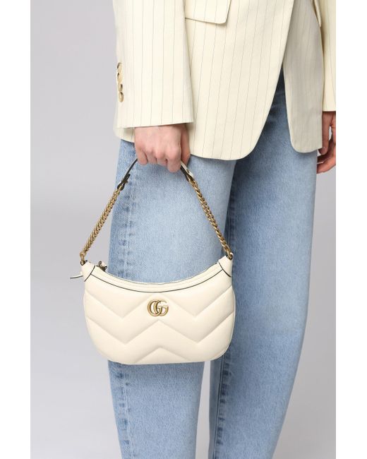 Gucci Natural GG Marmont Quilted Leather Shoulder Bag