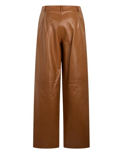 Max Mara Brown Loose Leather Pants