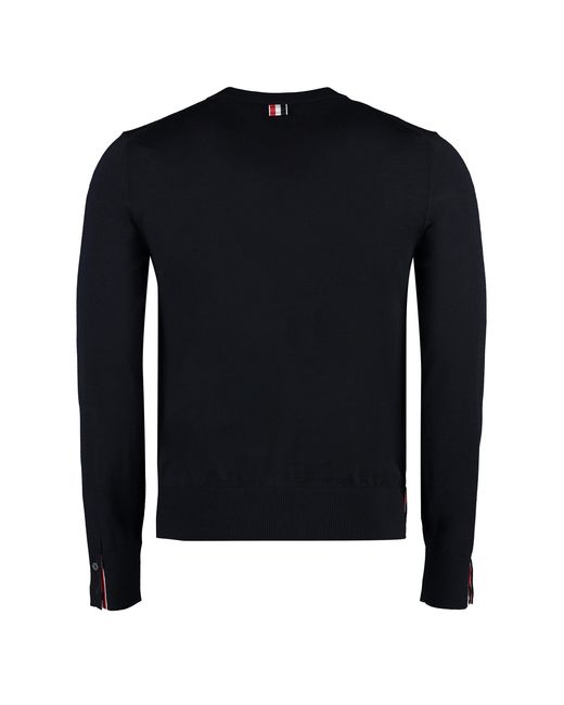 Thom Browne Black Virgin Wool Crew-Neck Sweater for men