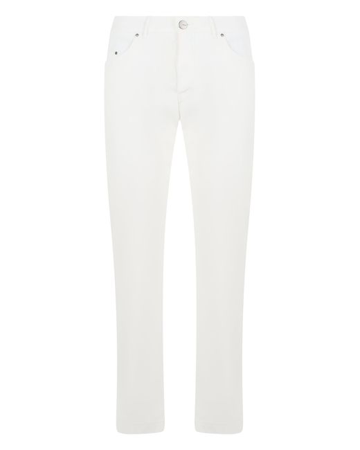 Rrd White Elastic Cotton Trousers for men