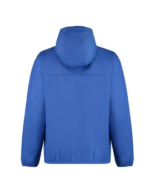 K-Way Blue Claude Hooded Nylon Jacket for men