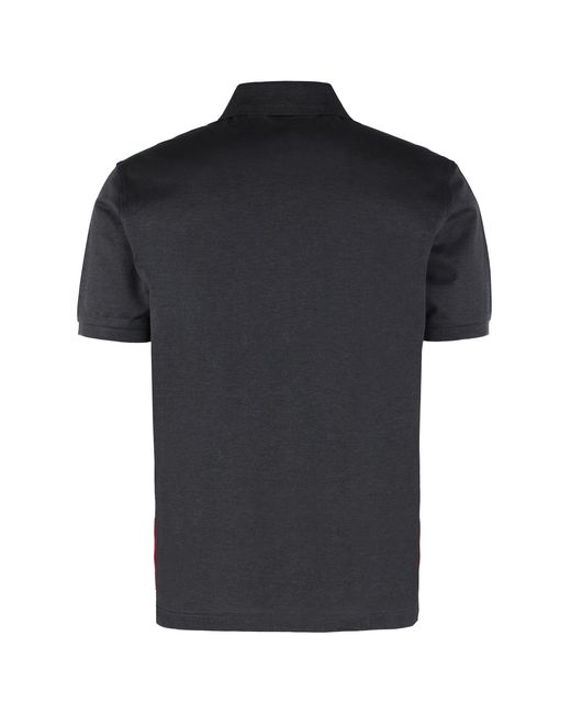 Thom Browne Black Short Sleeve Cotton Polo Shirt for men