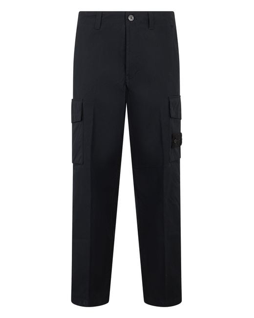 Stone Island Blue Pants With Practical Pockets for men
