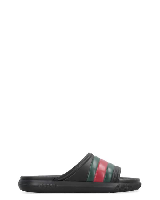 Gucci Black Web Slide Sandal, Rubber for men