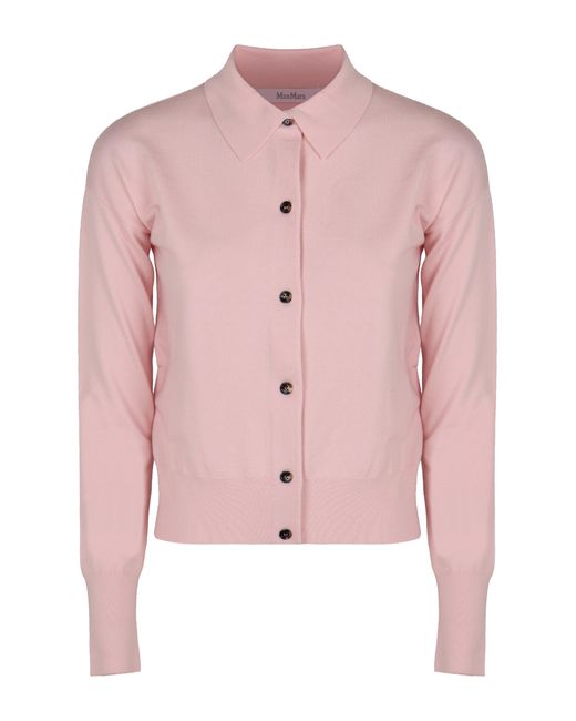 Max Mara Pink Cardigan In Wool