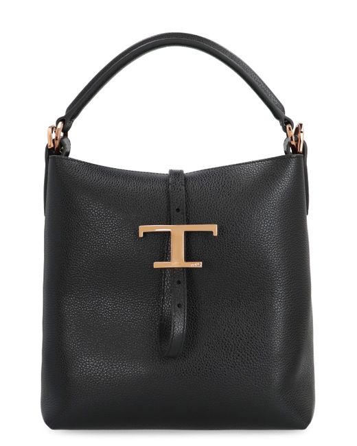 Tod's Black T Timeless Leather Bucket Bag