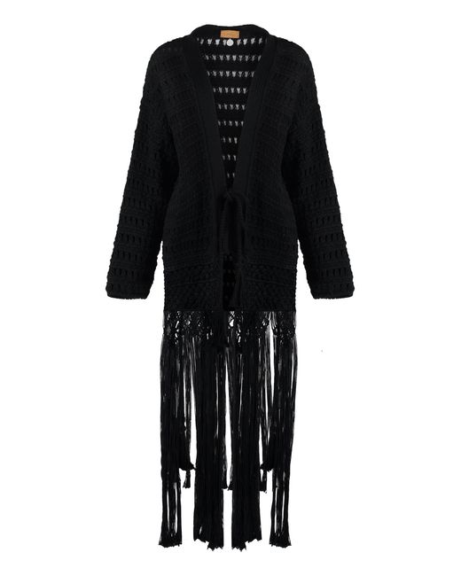 Alanui Black Love Letter To India Cotton Cardigan