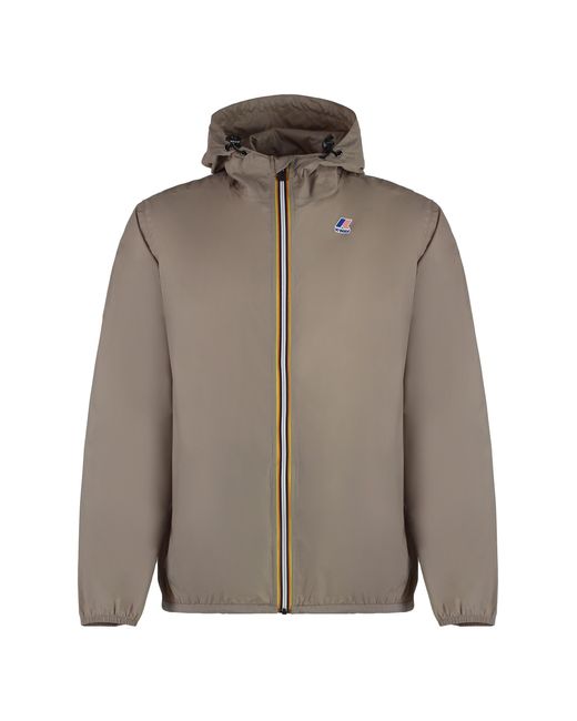 K-Way Brown Claude Hooded Nylon Jacket for men
