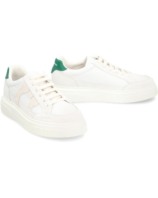 Ferragamo White Leather Low-top Sneakers for men