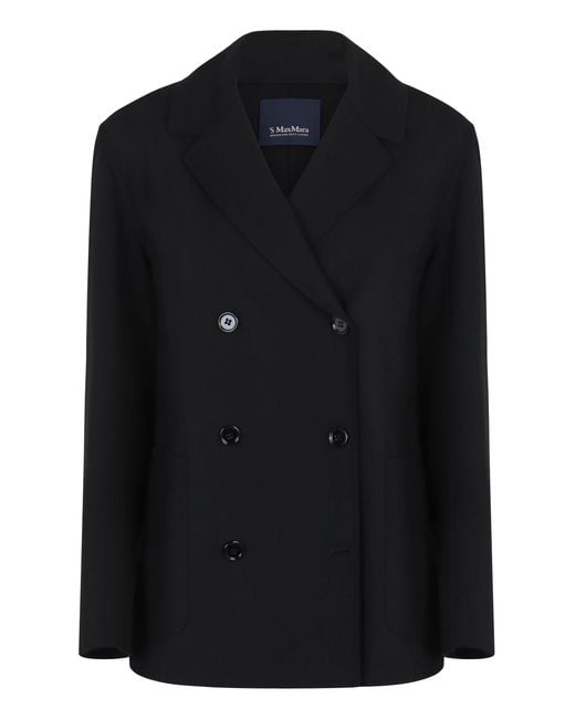 Max Mara Black Double-Breasted Wool Jacket