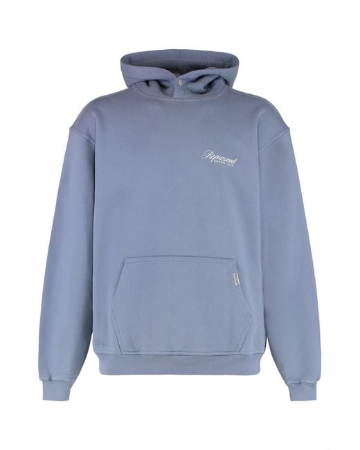 Represent Blue Cotton Hoodie for men