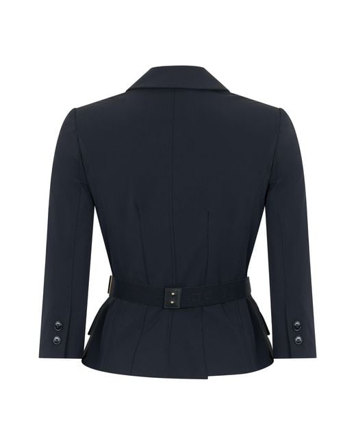 Elisabetta Franchi Blue Stretch Fabric Jacket With Belt