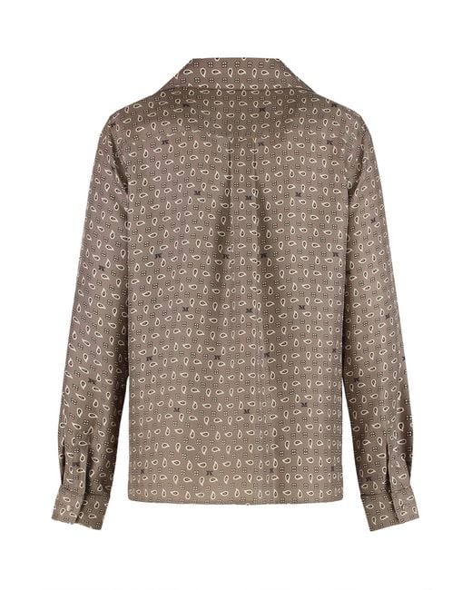 Max Mara Brown Silk Printed Shirt