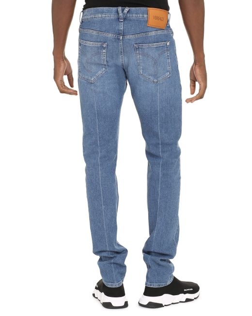 Versace Blue 5-pocket Slim Fit Jeans for men