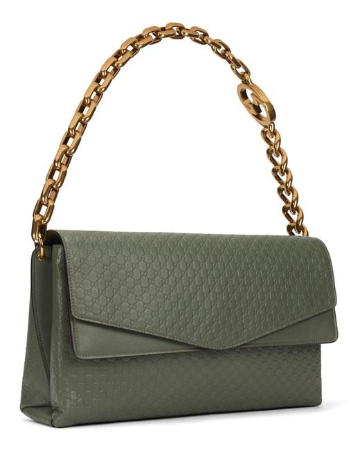 Gucci Green Leather Bag With Gg Embossed Monogram